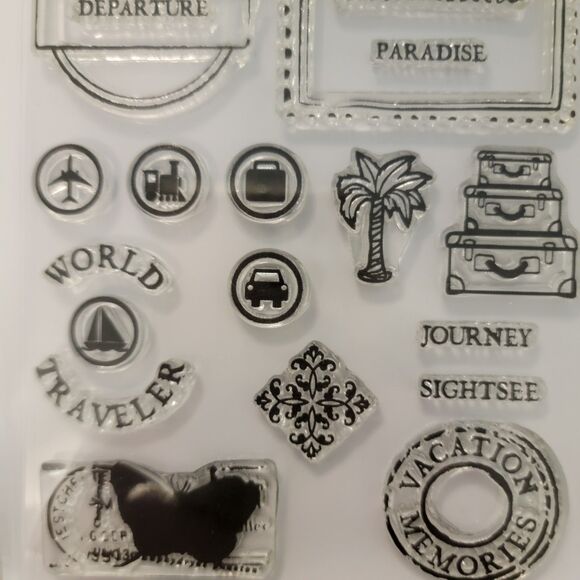 TRAVELER DESTINATIONS & TRAVEL CORNER DESIGNS Clear Cling Stamps Lot of 2 Pkgs - Picture 10 of 12
